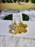 Yellow Cheetah Clay Earrings