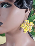 Yellow Cheetah Clay Earrings