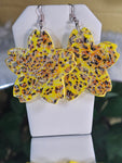 Yellow Cheetah Clay Earrings